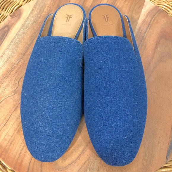 FRYE Gwen Slide Indigo Denim Size 7M - Picture 1 of 9